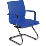 Кресло Бюрократ CH-993-LOW-V/BLUE низкая спинка синий искусственная кожа полозья хром