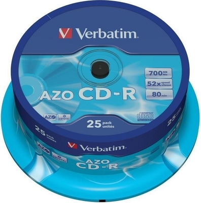  CD-R 700 mb 80 . Verbatim 52x (25) cake box Crystal a