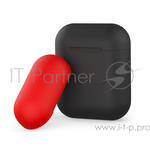 Силиконовый чехол для AirPods, двухцветный (черный/красный), Deppa