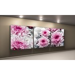 Картина модульная "Розовые лилии на воде" на сером фоне