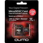 microSD 256Gb Qumo QM256GMICSDXC10U3 MicroSDXC Class 10 Uhs-i, SD adapter