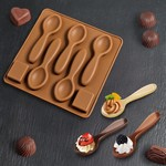 Форма для льда и шоколада «Ложки большие», 17?1,2 см, 5 ячеек (11?3,3 см), цвет шоколадный Доляна