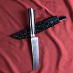 Нож Пчак Шархон малый, чёрная рукоять из граба (сухма), гарда из олова 3783922