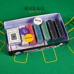 Покер, набор для игры (карты 2 колоды, фишки 300 шт, сукно 60х90см)