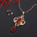 Гарнитур 2 предмета: серьги, кулон"Ажур" вивальди, цвет бело-красный в золоте, 50см Queen fair 25314