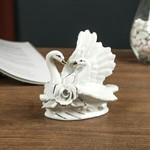 Сувенир керамика "Ухаживания лебедей" белый, страза 11,3х11,5х7,8 см 4556531