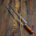 Двойной вилка-шампур с деревянной ручкой, 50 см 4455182