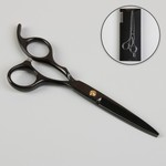 Ножницы парикмахерские с упором, загнутые кольца, лезвие — 5,5 см, цвет чёрный Queen fair 4294142