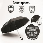 Зонть-трость"Если вы это читаете, идёт дождь", цвет черный, 8 спиц 7551493