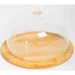 Olaff 204-50014 масленка - сырница, блюдо 200х200х140мм бамбук со стеклянной крышкой