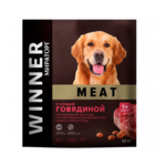 Полнорационный сухой корм Winner Meat с сочной говядиной для взрослых собак ср. и кр. пород 1, 1 кг